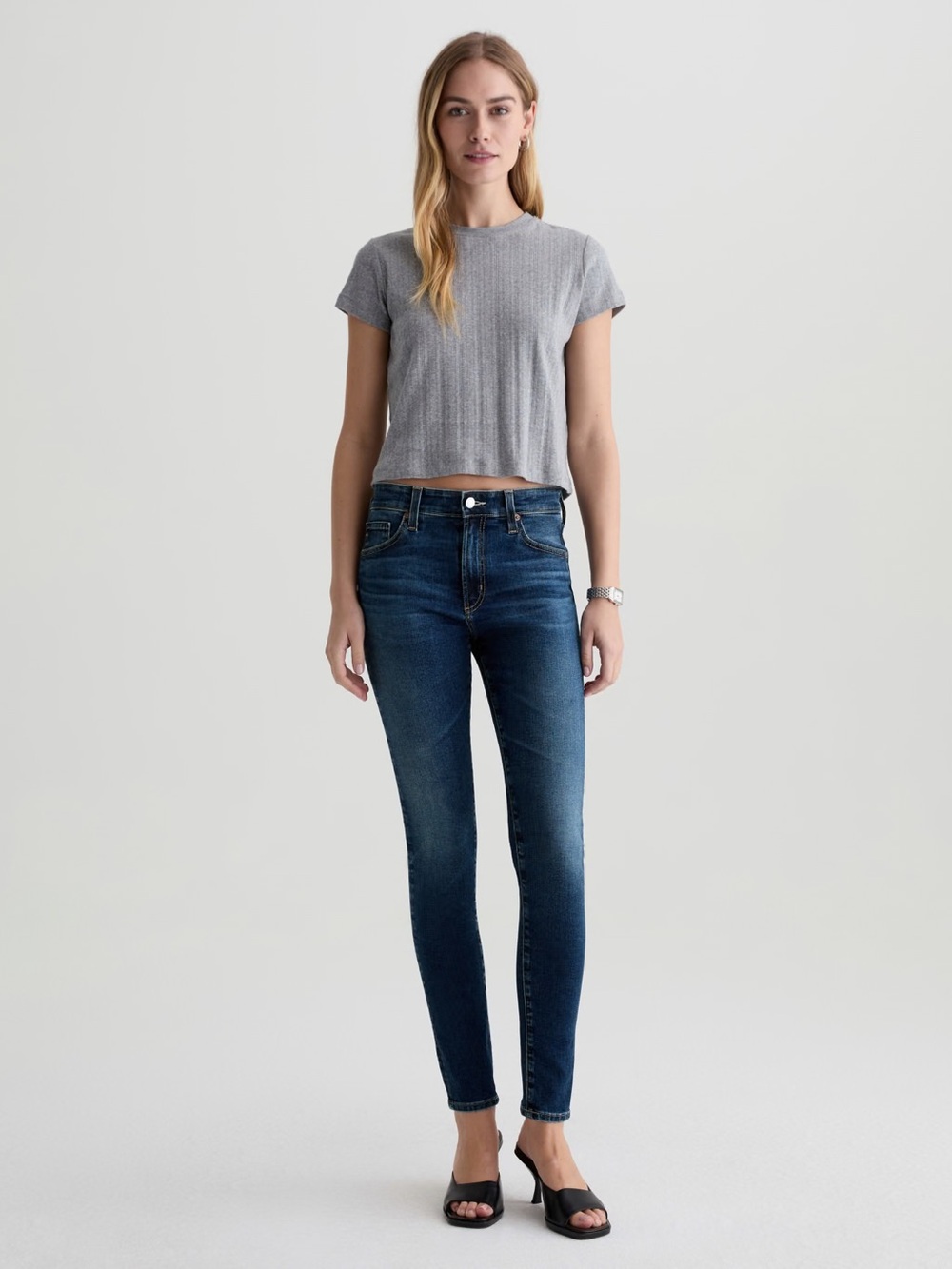 AG Adriano Goldschmied Farrah skinny crop high rise blue
